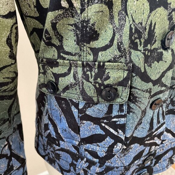 CHICO’S Women's Ombre Floral Jacket Sz S (0) Multicolor Stretch Denim Button Up - Picture 3 of 12